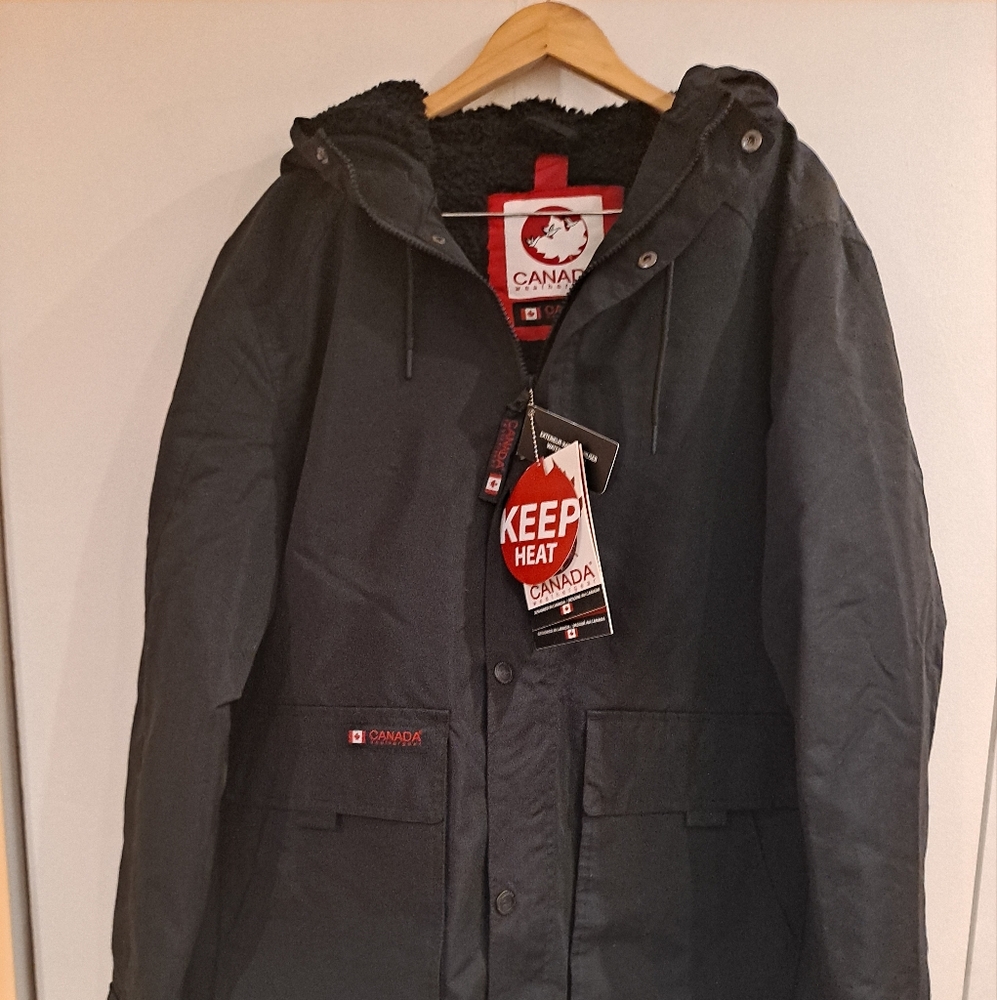 Canada Weather Gear Black Hooded Shearling 2XL Coat NWT